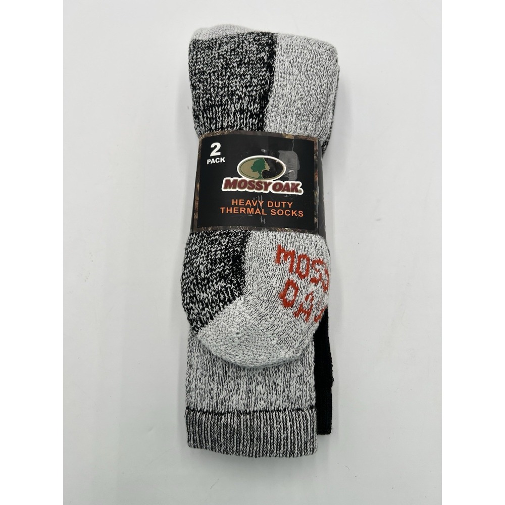 Mossy Oak Heavy Duty Thermal Socks 2 Pack Men's 10-13 Gray Black NWT